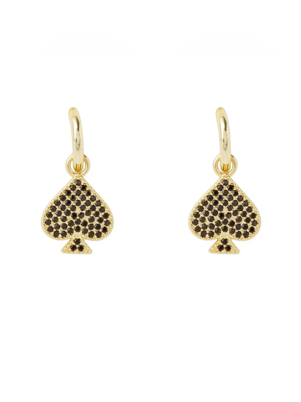 Amanda Blu Black Spade Allover Cubic Zirconia Rhineston 18K Dipped Gold Earrings